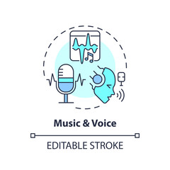 Editable music and voice icon concept, isolated vector, AI for SEO thin line illustration.