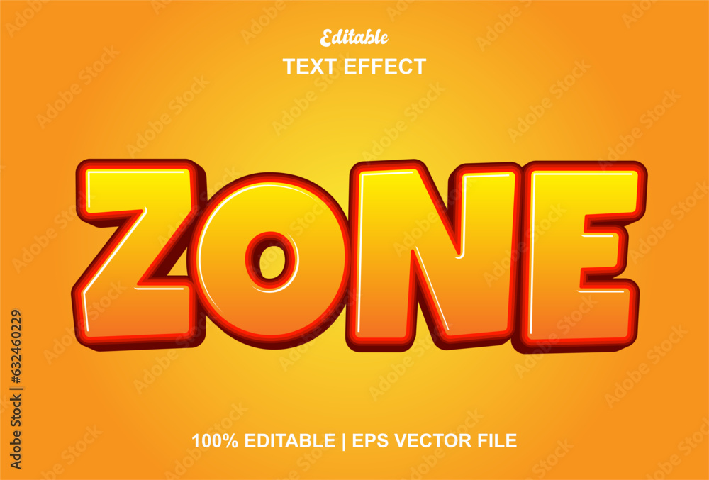 Poster zone text effect with orange graphic style and editable.