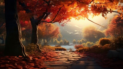 Epic Photography Shot of Autumn Background with Natural Lighting. Generative Ai