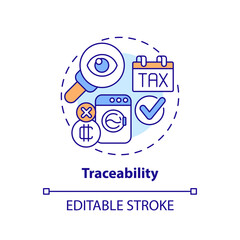 2D editable traceability thin line icon concept, isolated vector, multicolor illustration representing digital currency.