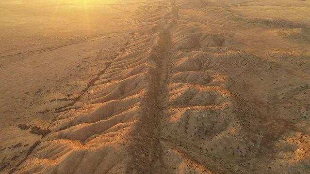 Aerial shot of a small section of the San Andreas Fault to the North West of Los Angeles