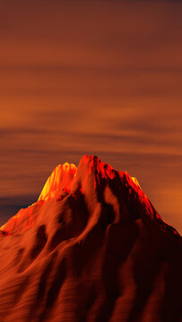 Volcano Lava Volcanic Eruption 3d rendering.