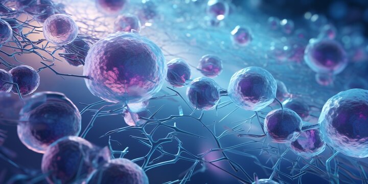 cellular therapy and regeneration, microscopic view of body cells, research of stem cells