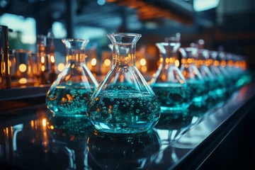 Foto op Canvas Chemistry science theme enhanced by a captivating laboratory glassware setting Generative AI © abdulmoizjaangda