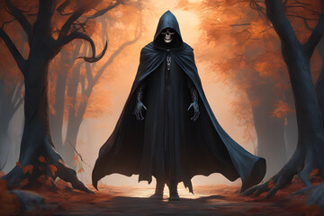 Death in a cloak with a hood. Scary grim reaper. Generative AI
- 632465841