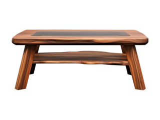 Rustic coffee table isolated on transparent or white background, png