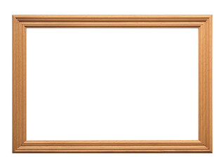 Wooden picture frame isolated on transparent or white background, png