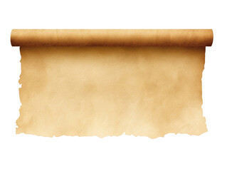 Old mediaeval paper sheet, parchment scroll isolated on transparent or white background, png - obrazy, fototapety, plakaty