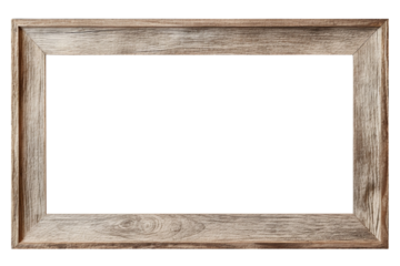 Old rustic wooden frame isolated on transparent or white background, png