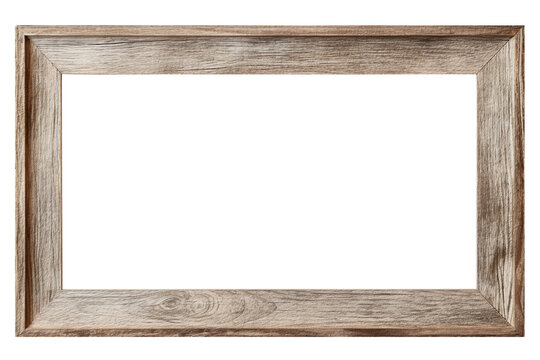 Old rustic wooden frame isolated on transparent or white background, png