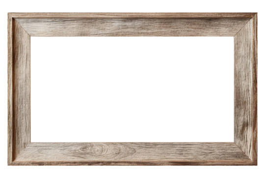 Old rustic wooden frame isolated on transparent or white background, png