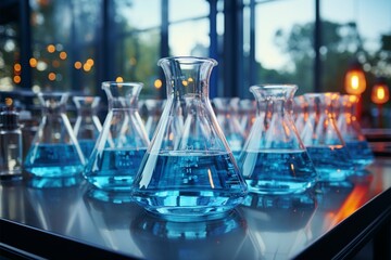Laboratory glassware creates an immersive chemistry science atmosphere Generative AI