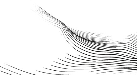 Abstract wave line sketch overlay texture black background on transparency 