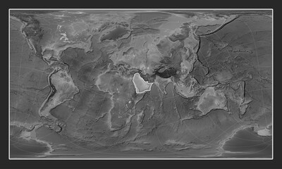 Arabian tectonic plate. Grayscale. Patterson Cylindrical Oblique.