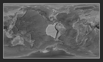 Nazca tectonic plate. Grayscale. Patterson Cylindrical Oblique.