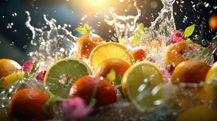 Epic Photography Shot of Summer Fresh Fruits Background, Lively Summer Season Concept. Generative Ai