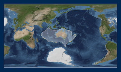 Australian tectonic plate. Satellite. Patterson Cylindrical Oblique.