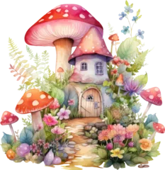 Keuken foto achterwand Sprookjesbos fairyland cartoon fantacy ornament watercolor vector illustration