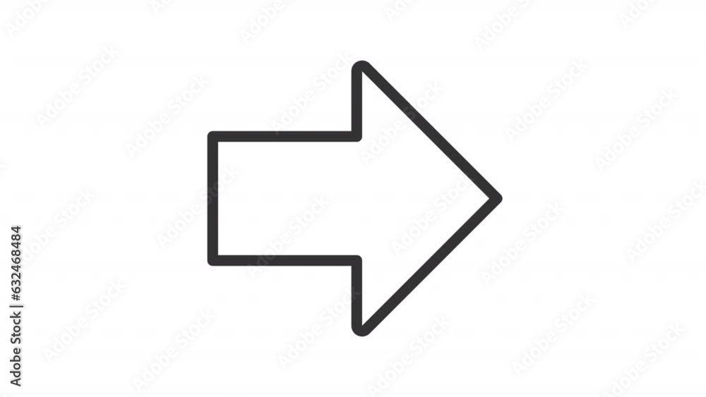 Canvas Prints black icon animation of right turn arrow, hd video with transparent background, seamless loop 4k vid