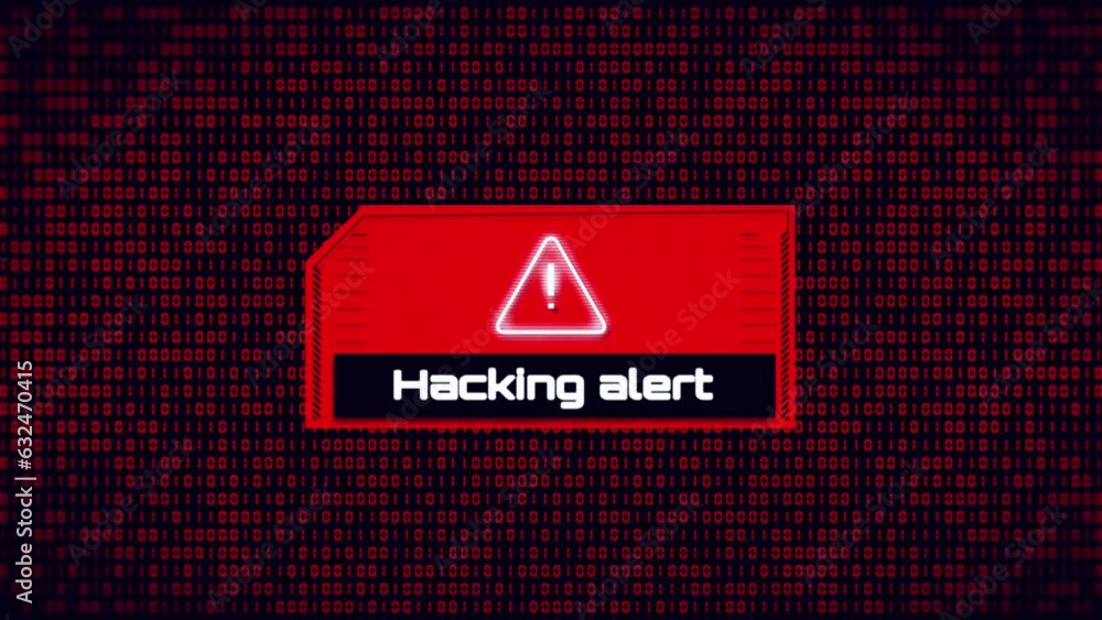 Poster attention danger symbol on dark red glitched background. computer virus. system hacked error sign. m