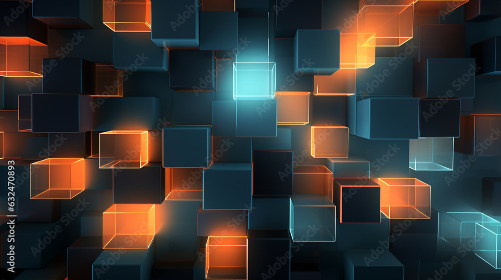 Poster abstract background by arranging interconnected boxes in a square