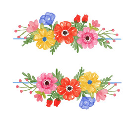 Watercolor floral wreath bouquet label
