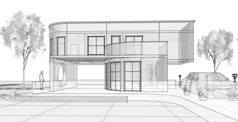 architecture house with consoles 3d © Svjatoslav