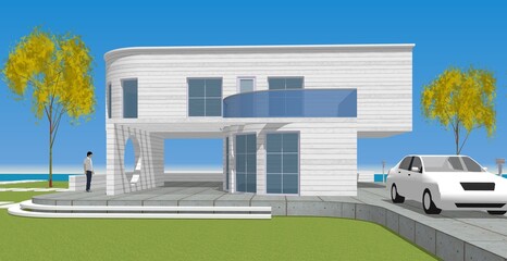 architecture house with consoles 3d © Svjatoslav