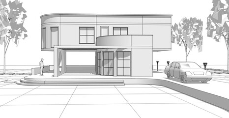 architecture house with consoles 3d © Svjatoslav