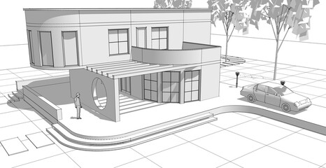 architecture house with consoles 3d © Svjatoslav