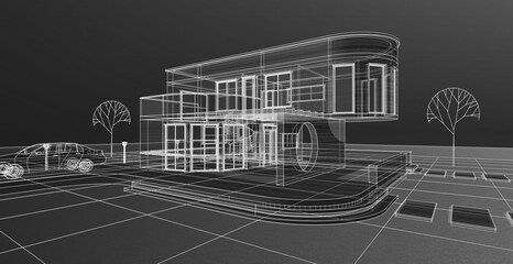 architecture house with consoles 3d © Svjatoslav