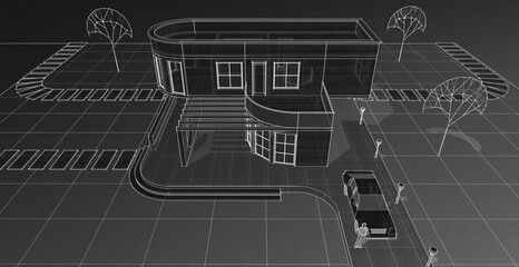 architecture house with consoles 3d © Svjatoslav