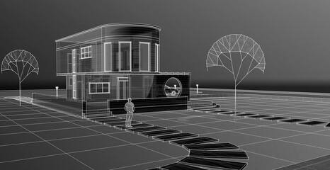 architecture house with consoles 3d © Svjatoslav