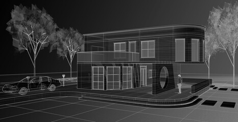 architecture house with consoles 3d © Svjatoslav