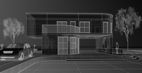 architecture house with consoles 3d © Svjatoslav