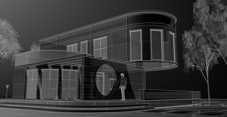 architecture house with consoles 3d © Svjatoslav