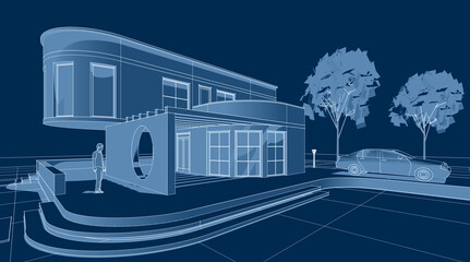 architecture house with consoles 3d © Svjatoslav