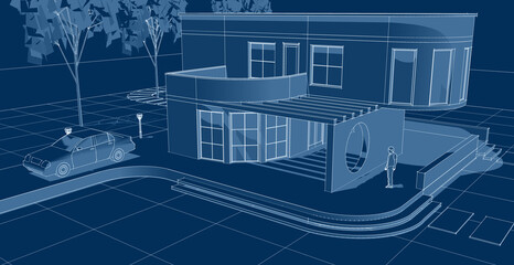 architecture house with consoles 3d © Svjatoslav