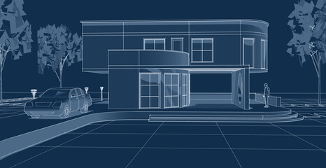 architecture house with consoles 3d © Svjatoslav