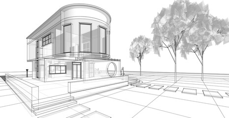 architecture house with consoles 3d © Svjatoslav