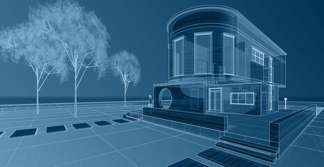 architecture house with consoles 3d © Svjatoslav