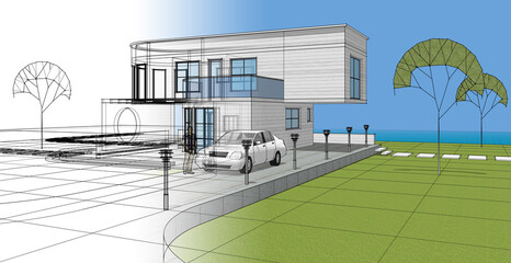 architecture house with consoles 3d © Svjatoslav