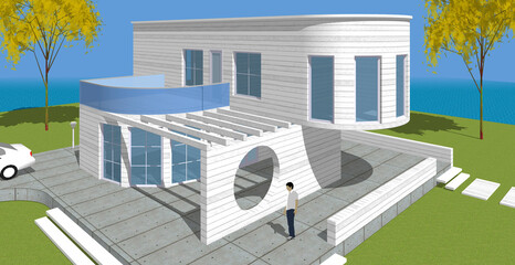 architecture house with consoles 3d © Svjatoslav