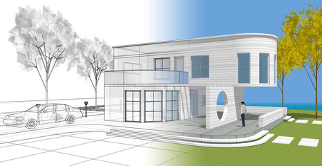 architecture house with consoles 3d © Svjatoslav