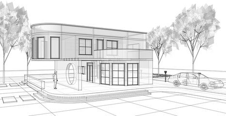 architecture house with consoles 3d © Svjatoslav