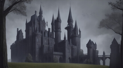 Fototapeta premium Gothic castle illustration by Generative AI