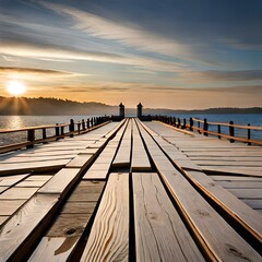 wooden pier at sunset