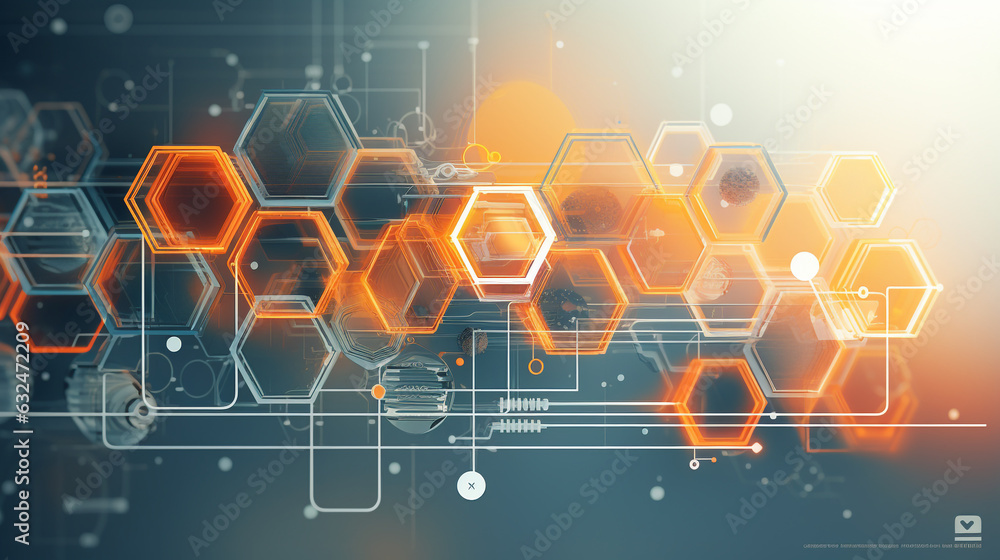 Poster technical 3d hexagonal background design