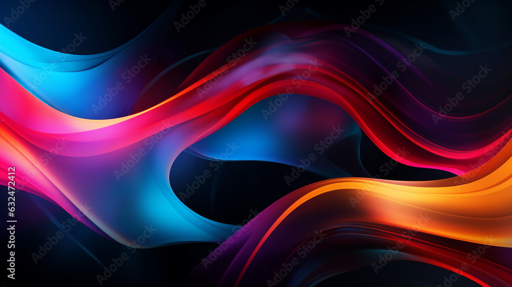 Poster abstract background that simulates the movement of flowing neon liquids