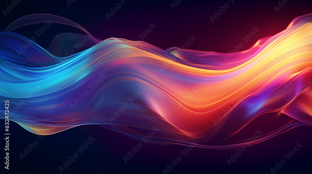 Poster abstract background that simulates the movement of flowing neon liquids, adding depth and dimension 